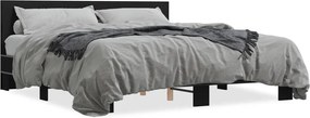vidaXL Cadru de pat negru 180x200 cm din lemn prelucrat și metal