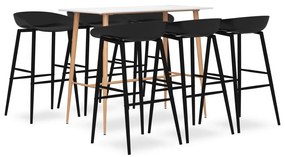 3057451 vidaXL Set mobilier de bar, 7 piese, alb și negru