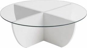 Masuta cafea Lily, alb, sticla/PAL, 90x90x30 cm