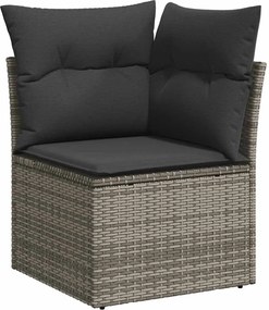 vidaXL Canapea de colț cu pernă de grădină, gri, poliratan