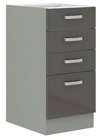 Dulap inferior de bucătărie cu sertare Metaluna 40 D 4S BB (Gri + lucios Gri) . 1103341