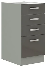 Dulap inferior de bucătărie cu sertare Metaluna 40 D 4S BB (Gri + lucios Gri) . 1103341
