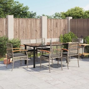 vidaXL Set mobilier de grădină cu perne, 7 piese, gri, poliratan