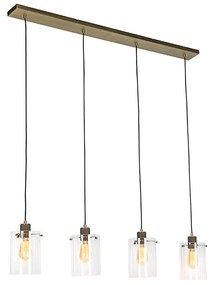 Lampă suspendată scandinavă bronz cu sticlă cu 4 lumini - Dom