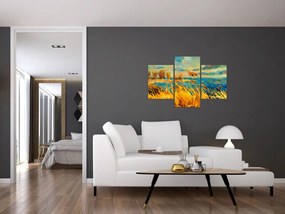 Tablou - Apus de soare peste lac, pictură acrilică (90x60 cm)