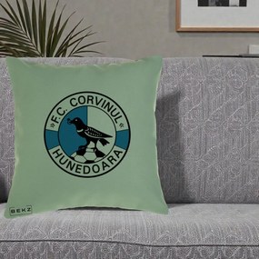 Perna Personalizata FC Corvinul Hunedoara Fotbal, 40x40 cm, Verde, Husa Detasabila, Perna Inclusa, BEKZ®
