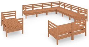 3083217 vidaXL Set mobilier de grădină, 11 piese, maro miere, lemn masiv pin