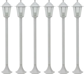 vidaXL Stâlp iluminare grădină, 6 buc., alb, 110 cm, aluminiu, E27
