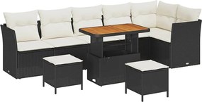 vidaXL Set de canapele pentru grădină cu pernă 9 pcs negru și crem