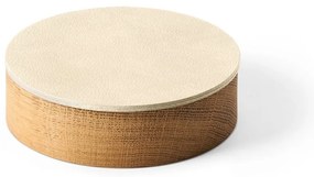 Cutie de depozitare crem-în culoare naturală din lemn și din piele ecologică cu capac, decorativă ø 11x3,5 cm Circle Nupo – LIND DNA