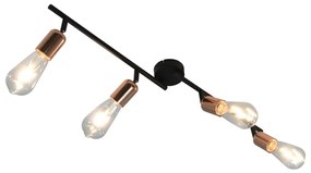 vidaXL Lampă spot 4 direcții bec filament negru&amp;arămiu 2 w 60 cm e 27