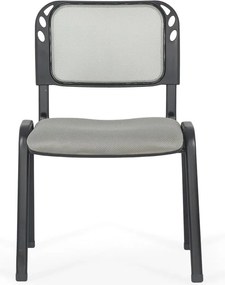 Scaun conferință gri HRC 600 din mesh respirabil cu cadru metalic stivuibil