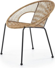 Scaun de gradina BARI, maro/negru, rattan sintetic/otel, 69x60x74x44 c