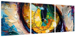 Tablou - Ochi de pisică Pictură (cu ceas) (90x30 cm)