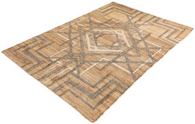 Covor tesut manual AZTECA 230x160 cm bej   gri cu modele geometrice