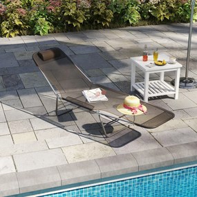 Outsunny Sezlong de Grădină Reglabil, Confortabil, din Textilena, Culoare Cafea, 182x56x28cm | Aosom Romania