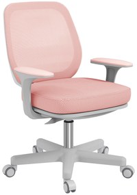 Vinsetto Scaun Birou Roz Respirabil cu Inaltime Reglabila Scaun Rabatabil cu 5 Roti cu Inclinare 55x48x82.5-94.5 cm | Aosom Romania