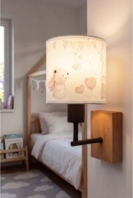 Brilagi - Lampă de perete BOBO WOOD 1xE27/25W/230V stejar/negru/crem/iepurași