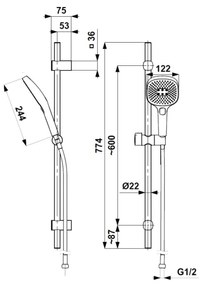 Set de duș MALAGA, gri metalic - KFA Armatura 841-352-61