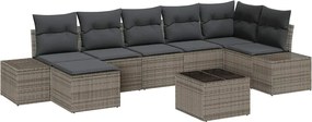 vidaXL Set de canapele pentru grădină cu pernă 8 pcs Gri poliratan