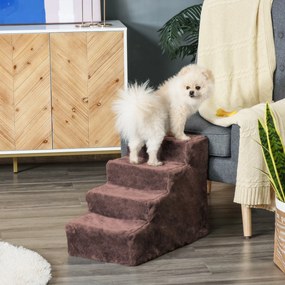 PawHut Scăriță pentru Câini Portabilă cu 4 Trepte, Scară pentru Animale Domestice, 60x35x44 cm, Gri Deschis | Aosom Romania
