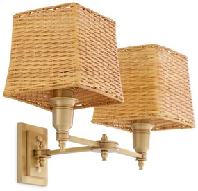 Aplica de perete LUX cu abajur din ratan Lexington alama antic