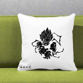 Perna Personalizata Dragon Ball Goku Super Saiyan Silueta, 40x40 cm, Alba Mata, Husa Detasabila, Perna Inclusa, BEKZ®