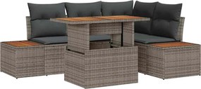 vidaXL Set de canapele pentru grădină 5 pcs Gri Rattan poli