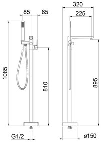 Sapho TURSI - Set pentru cadă freestanding cu baterie, crom lucios