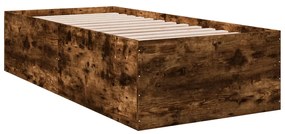 3280969 vidaXL Cadru de pat, stejar fumuriu, 90x200 cm, lemn prelucrat