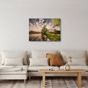 Tablou pe sticlă naturii cu raze de soae (70x50 cm)