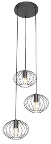 Lampă suspendată industrială neagră cu 3 lumini - Margarita