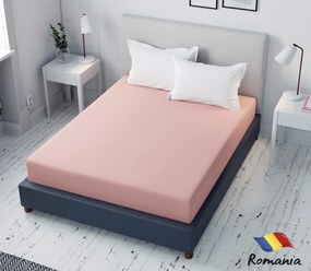 Cearceaf de pat roz pudra cu elastic Evostar bumbac100% ranforce /90x200 cm dimensiune standard