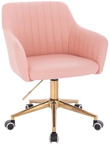 HC190K Scaun Roz din Piele Ecologica cu Bază Aurie