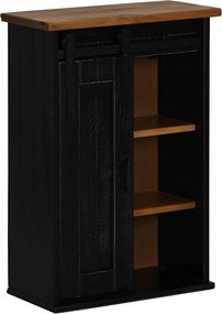 vidaXL Dulap suspendat HALDEN cu ușă glisantă negru 49x22,5x70 cm pin