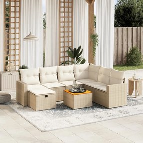 vidaXL Set canapele de grădină, 8 piese, cu perne, bej, poliratan