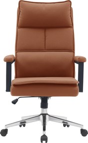 Scaun de birou, piele ecologică maro camel/crom, KAHIL