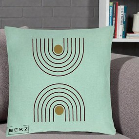 Perna Decorativa Geometric Boho Arc, 40x40 cm, Verde Menta, Husa Detasabila, Perna Inclusa, BEKZ®