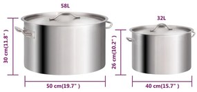 Set oale de supa, 2 piese, 58 32 L, otel inoxidabil 58+32 l