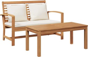 vidaXL Set bancă și masă de grădină cu perne 2 Bucată Maro și Crem