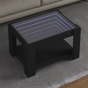 vidaXL Măsuță de cafea cu LED, negru, 73x53x45 cm, lemn prelucrat