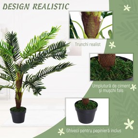 Outsunny Planta Artificiala Palmier Cycas Inaltime 123cm, Planta Artificiala cu Ghiveci Inclus, Decoratiune pentru Casa si Gradina | Aosom Romania
