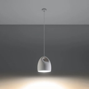 Lustră albă cu abajur din ceramică ø 25 cm Sativa – Nice Lamps