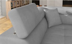 Colțar gri deschis extensibil/cu spațiu de depozitare cu tapițerie din catifea (cu colț pe partea stângă/în formă de ”L”) Anton – ELTAP