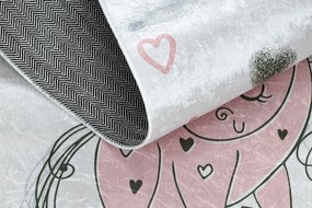 BAMBINO 2644 covor lavabil Fetiță, unicorn pentru copii anti-alunecare - alb / roz