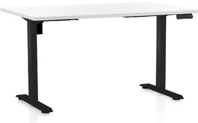 Masa inaltime reglabila OfficeTech B, 140 x 80 cm, bază neagră, alb