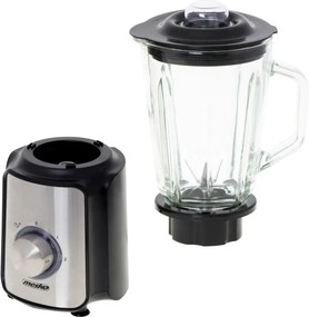 Blender Mesko MS 4080, 1200 W, 1,5 l, 21 000 rpm, 6 lame, 2 viteze + funcție puls, capac cu orificiu, inox/negru