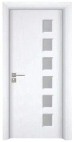 Usa Interior din MDF Novo Doors ND319, Cadru din Lemn Masiv, Geam Sablat, KIT COMPLET, Toc , Manere si balamale incluse (Culoare: Alb, Toc: Fix,