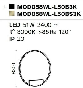 Aplica LED de perete design modern Rim negru 80cm