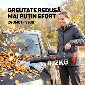 Outsunny Suflător cu Baterie 18V, Suflător de Frunze cu 2 Baterii 4Ah, Motor Brushless 600W, 3 Trepte Viteză 149 km/h, Turbo Boost, 2 Țevi, Încărcător, pentru Grădină Frunze Zăpadă Praful | Aosom Romania